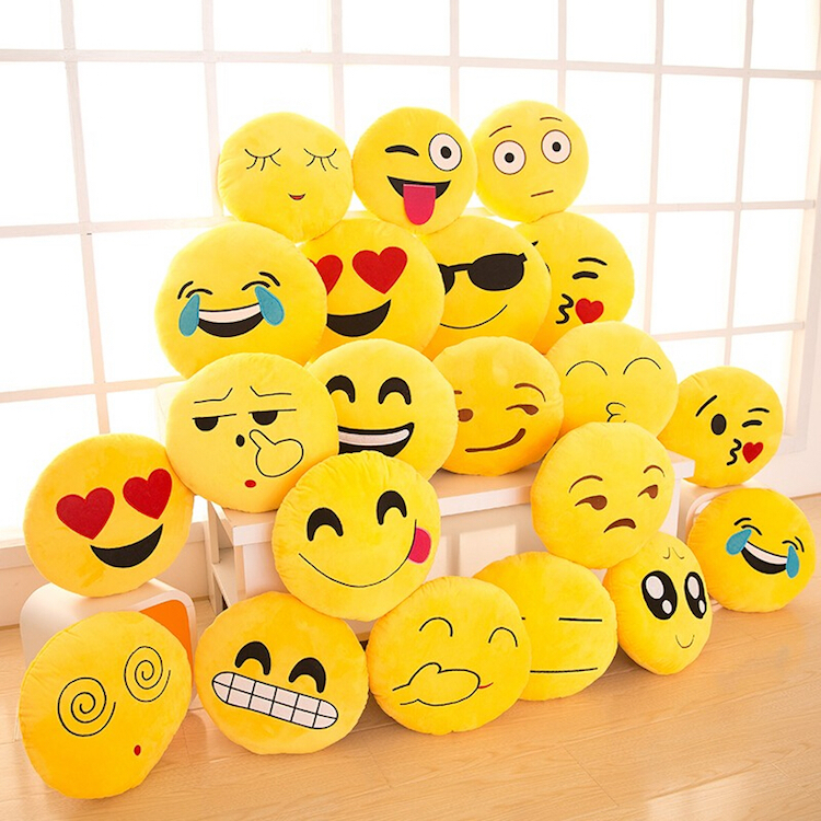 cadeau de Noël ado texte constamment Emoji coussins ronds 30cm Smiley