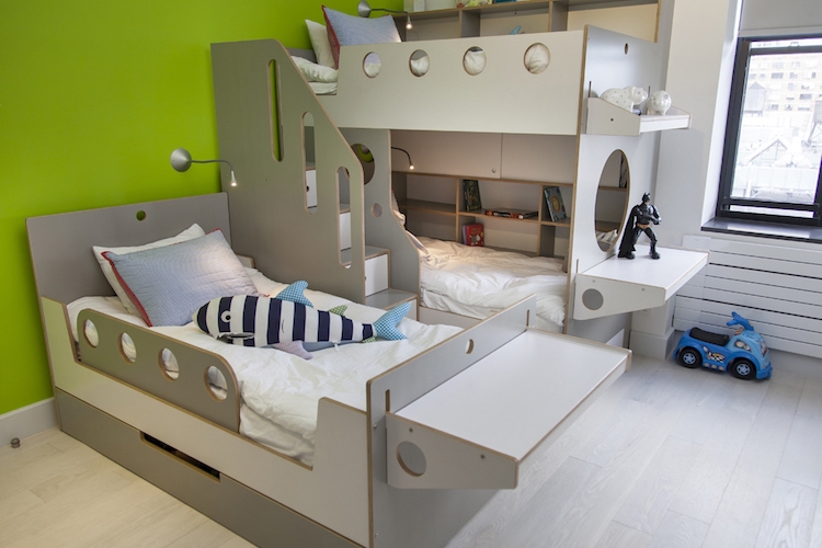 chambre partagée 3 garçons 3 lits de design original