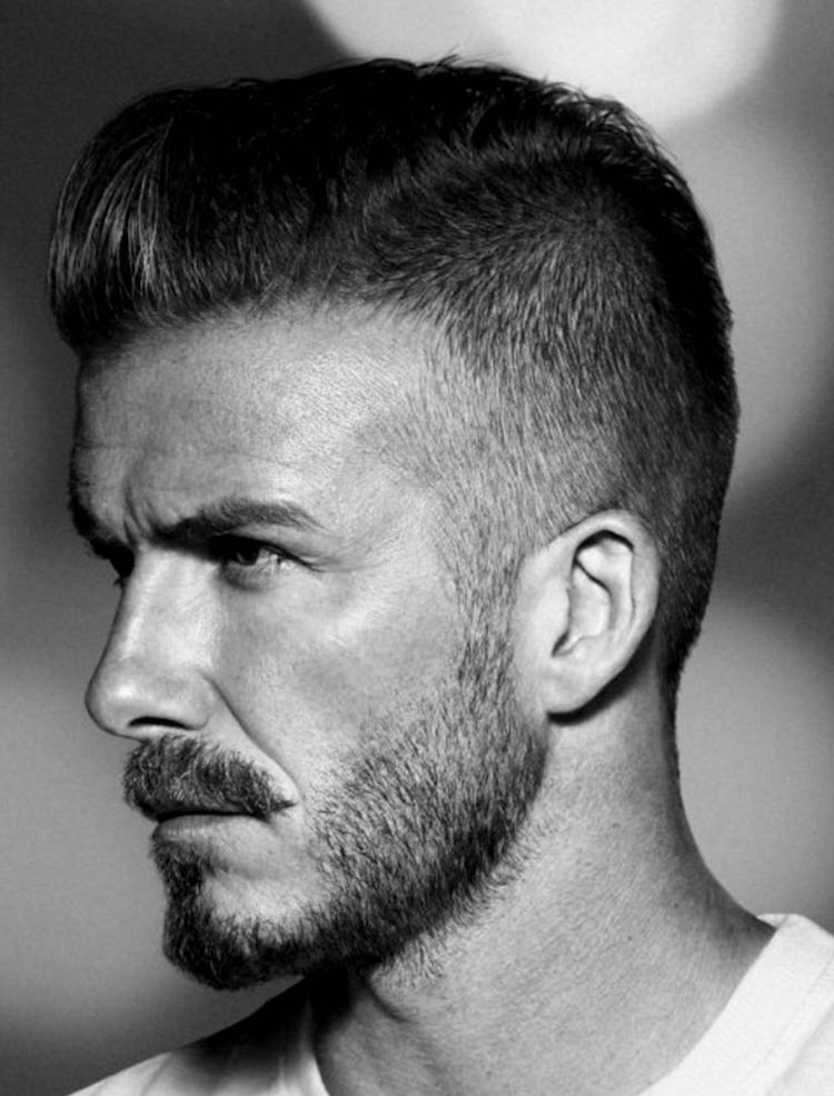 coiffure David Beckham pompadour degrade progressif barbe bouc