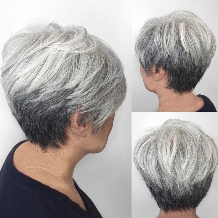 coupe de cheveux femme 50 ans courte coloration grise
