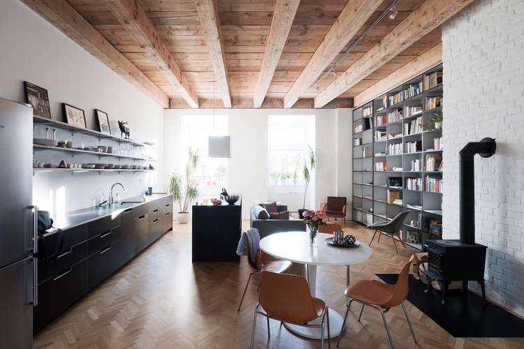 cuisine américaine style loft cuisine linéaire ouverte salle séjour