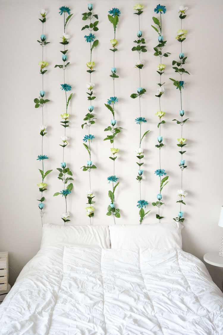 décoration murale originale chambre coucher adulte fleurs