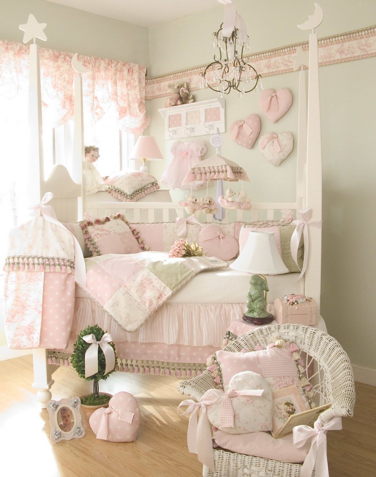 déco chambre bébé fille rose blanche déco murale style naturel