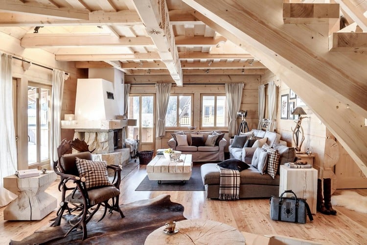 décoration chalet montagne salon bois style scandinave maison campagne design moderne