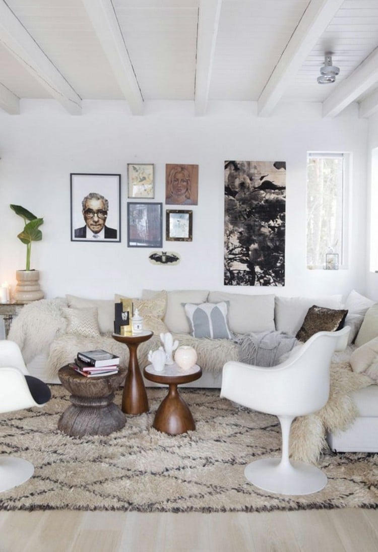 décoration chalet montagne tons clairs bois blanc salon chambre séjour design moderne