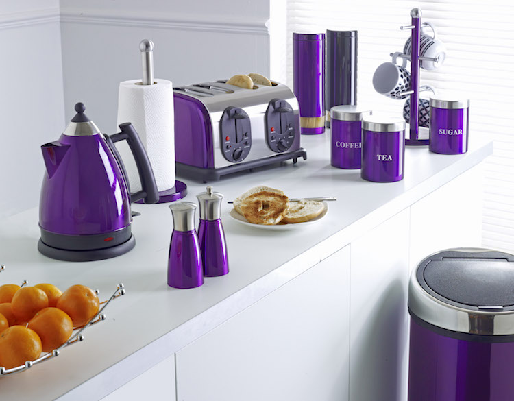 ensemble accessoires de cuisine design inox violet noir amt par Idolza