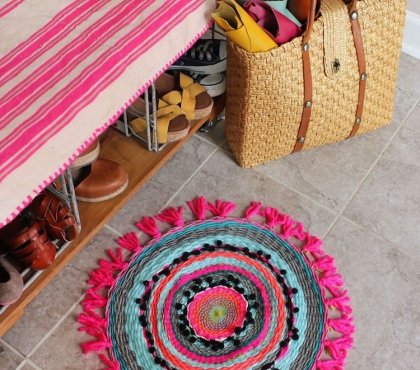idées DIY petit tapis tissé couleurs vives