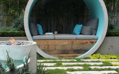 idée aménagement jardin design extérieur moderne lit
