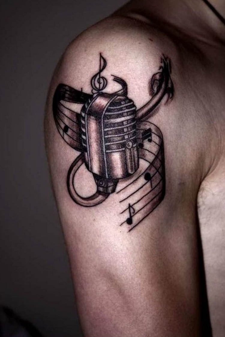 idée tatouage homme bras musique