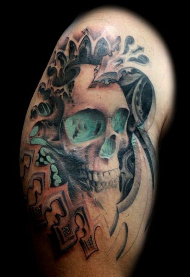 idée tatouage homme bras tête de mort mexicaine