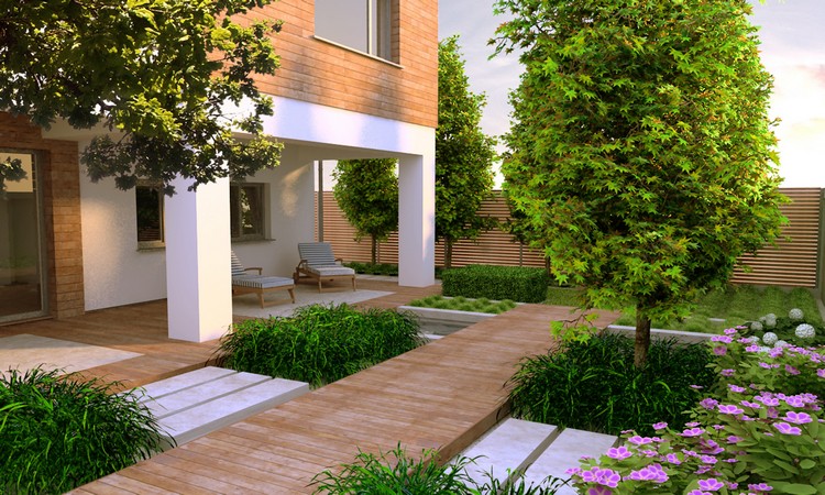 jardins modernes palissade en bois déco élégante et simple