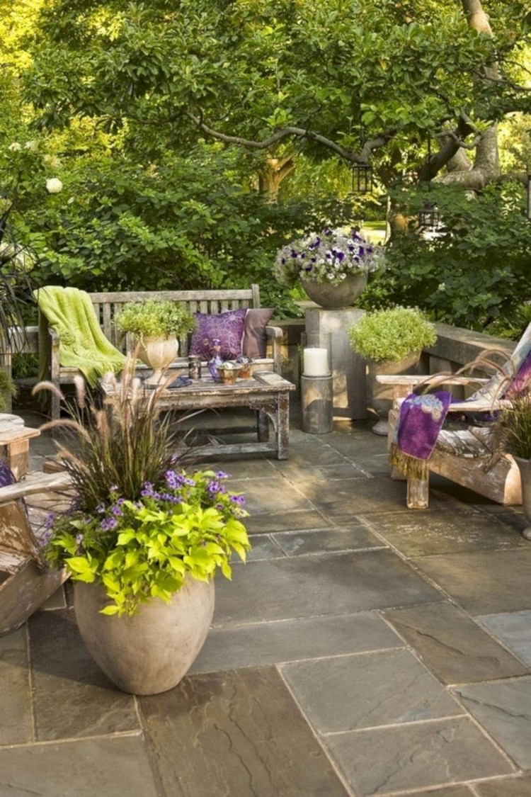 jardins modernes meubles en bois massif fleurs