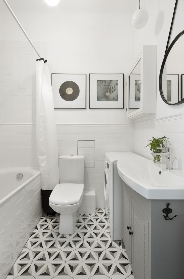 petite salle de bain scandinave avec baignoire hyper moderne