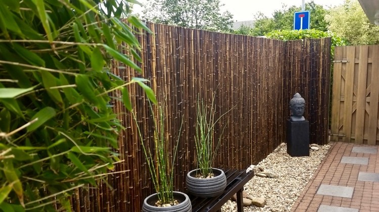 séparation jardin mitoyen bambou idée très en vogue
