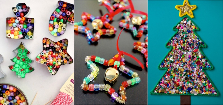 activité manuelle Noël perles plastique multicolores