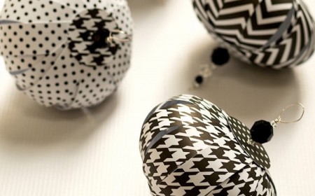 boule Noël papier pois chevrons pied de poule
