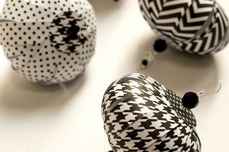 boule Noël papier pois chevrons pied de poule