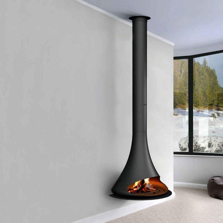 cheminée suspendue moderne design
