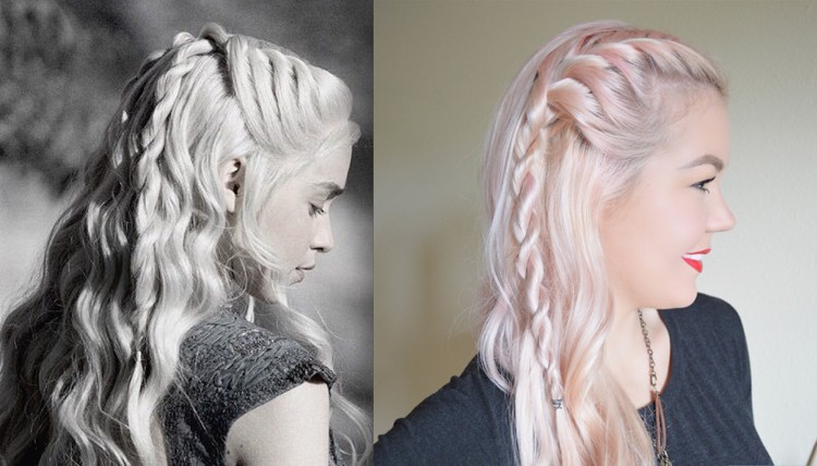 coiffure mariée cheveux long blond cendré platine look personnages de Game of Thrones la reigne dragons