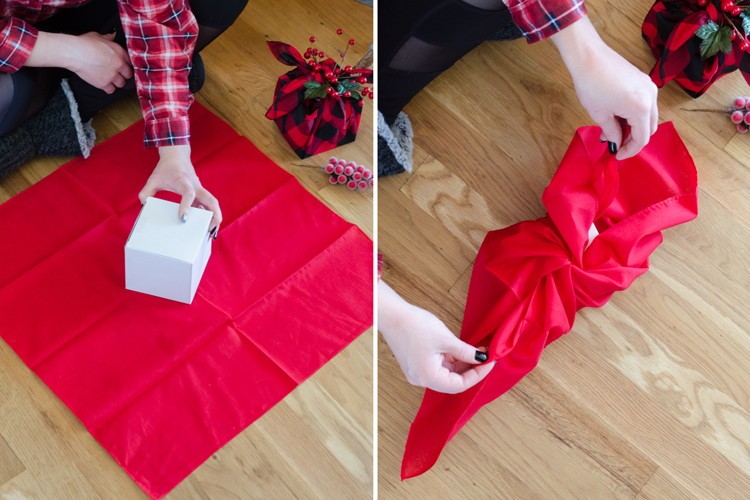 comment faire soi-même emballage cadeau original pour Noël en quelques étapes textile