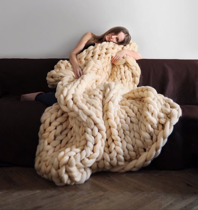 couverture grosse laine super chaude charmante