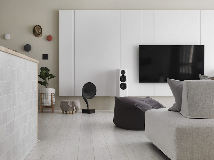 décoration appartement salon meuble tv blanc ultra-moderne