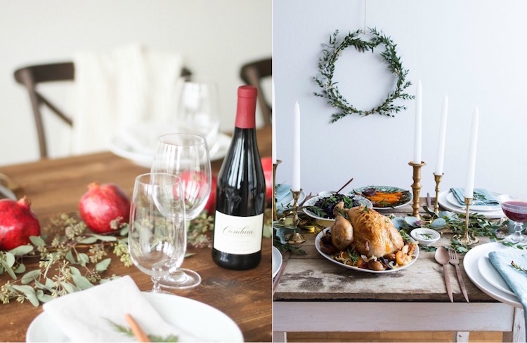 décoration de table Noël sans nappe style champêtre chic rustique