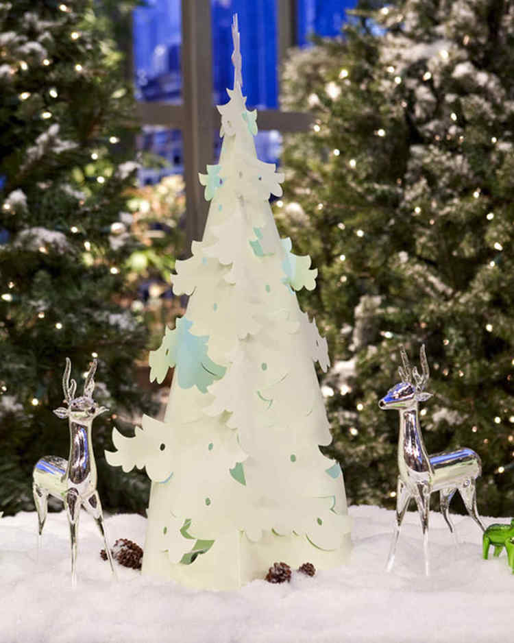 décoration de table Noël sapin en papier cerfs métal