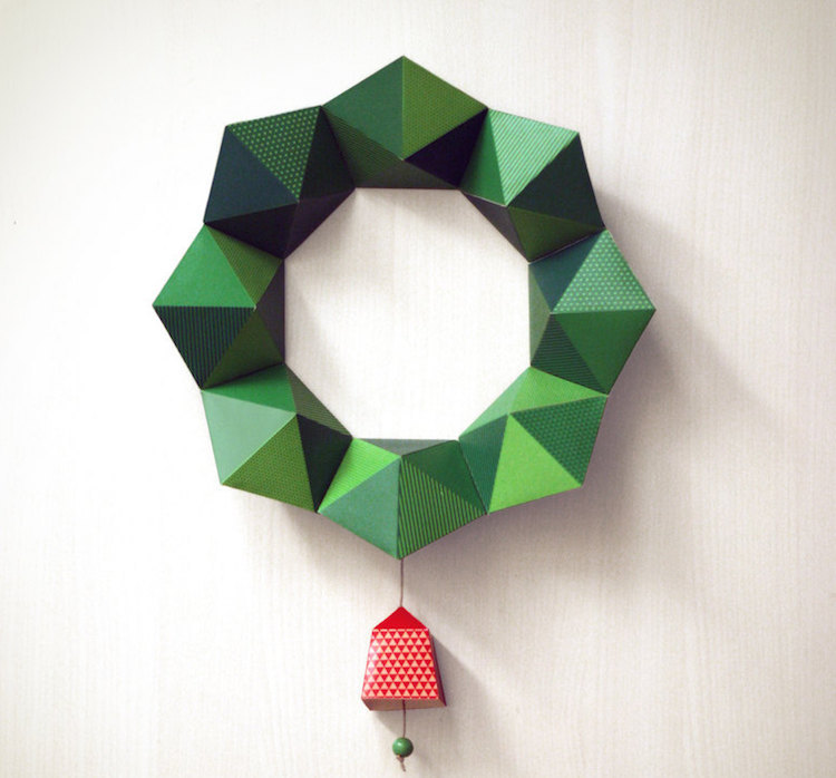 décorations Noël tendance 2017 couronne géométrique papier façon origami