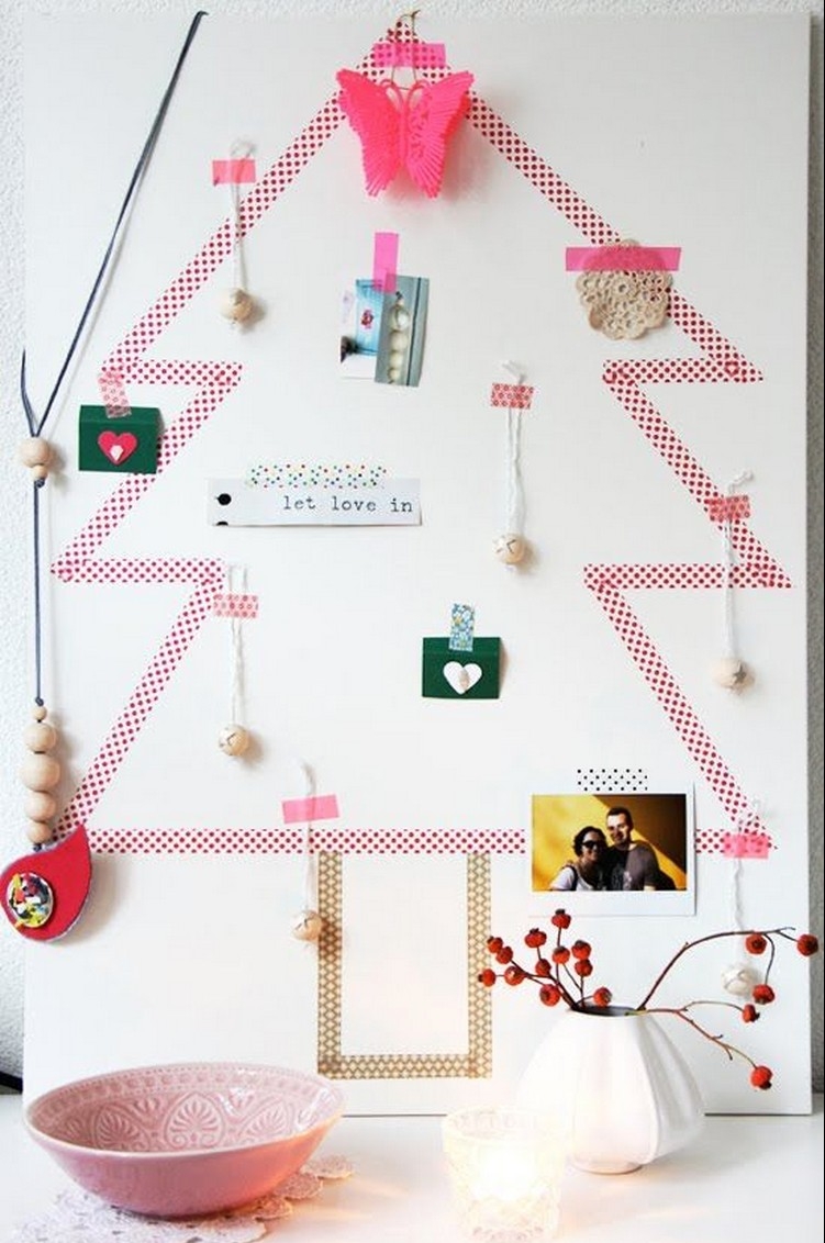 déco Noël à faire soi-même idée originale Pinterest innovante sapin gain place mur activité manuelle famille enfants