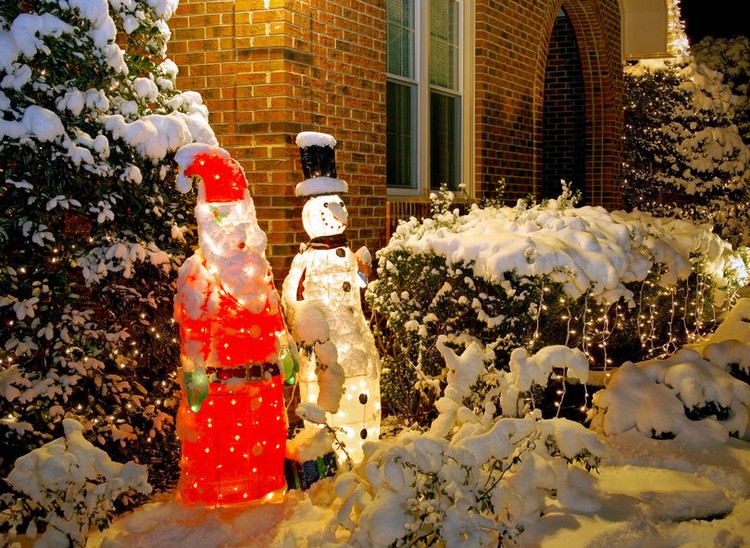 décoration de noël extérieur bonhomme de neige père noël lumineux