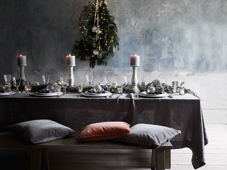 décoration de table Noel moderne grise de style bohème