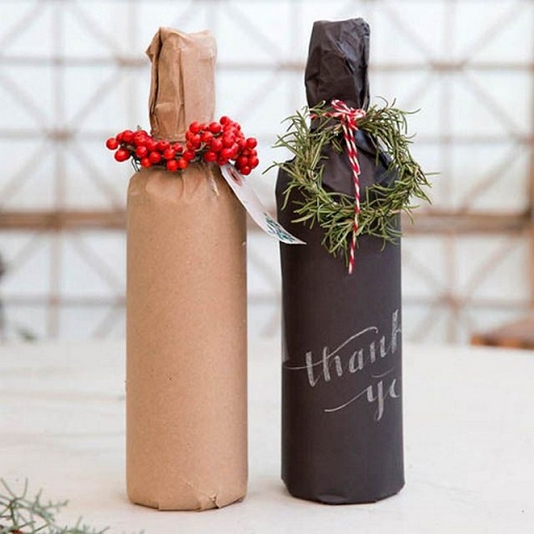 emballage cadeau original pour Noël 2017 pour bouteille vin idée créative faire soi-même