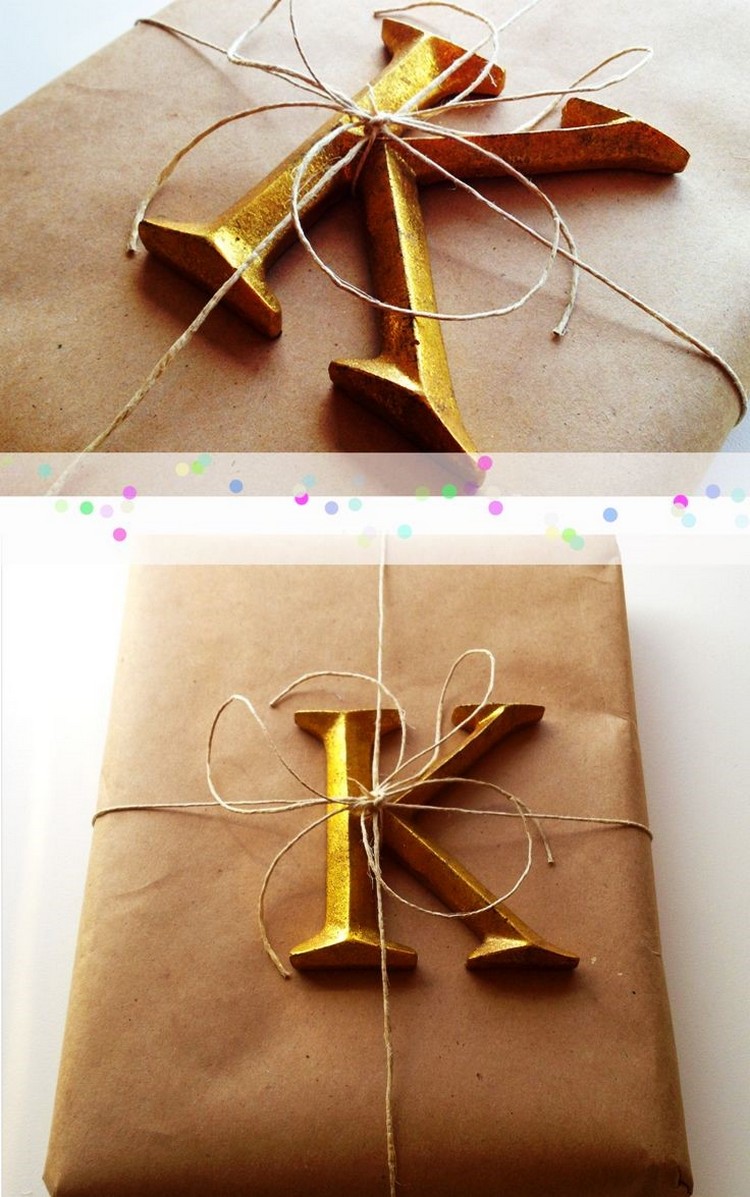emballage cadeau original pour Noël idée écologique papier kraft motif lettre