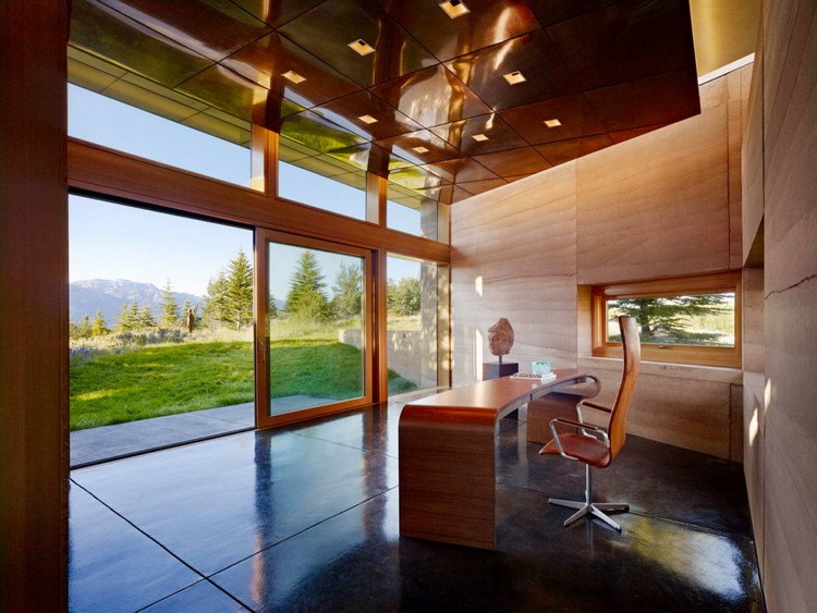 extension maison en bois verre bureau domicile supplémentaire ouvert