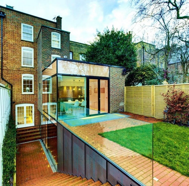 extension maison en verre et brique design extérieur moderne maison anglaise