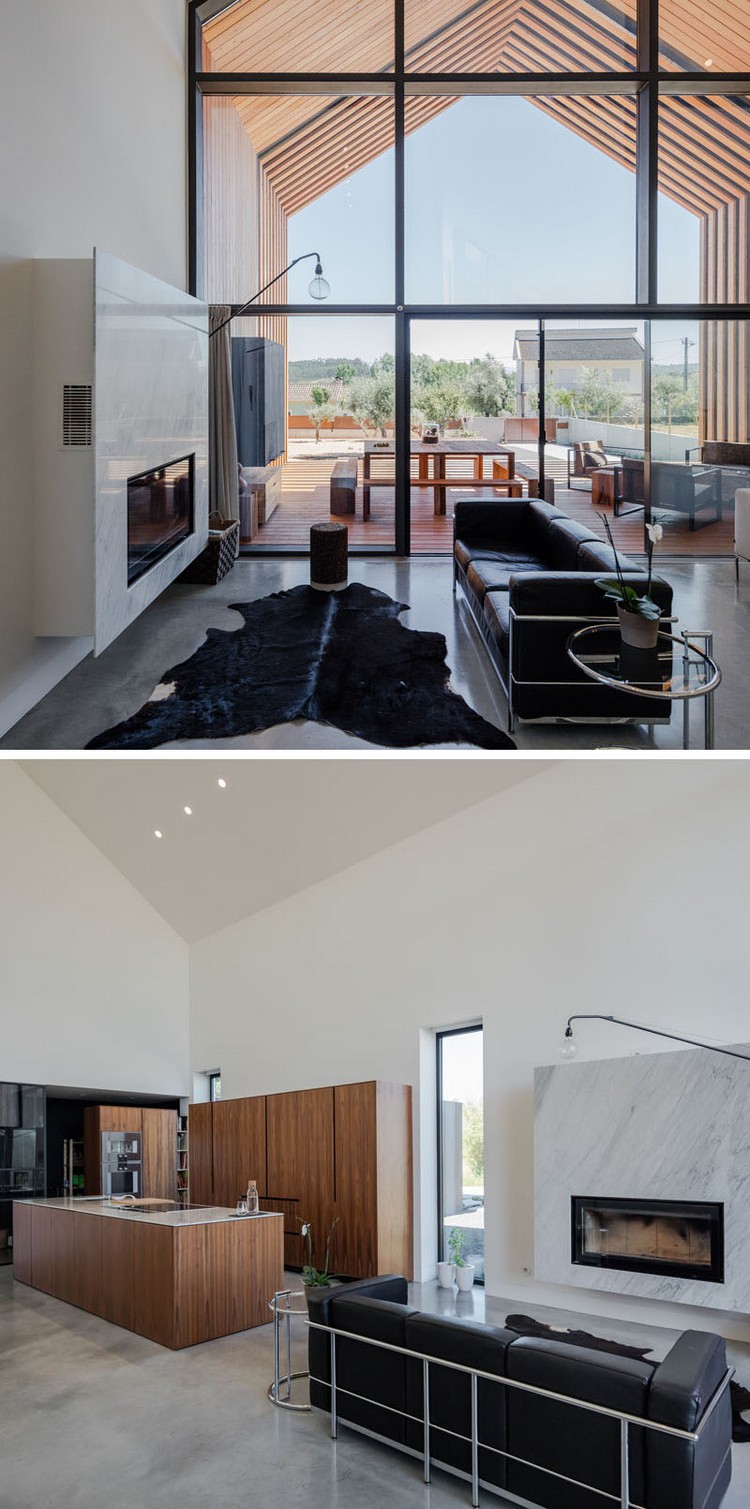 fenêtre sur mesure salle séjour maison architecte style contemporain cuisine bois style minimaliste