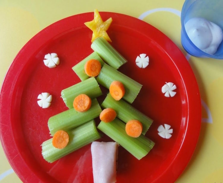 idée apéritif Noël santé enfants sapin celeri carottes saumon