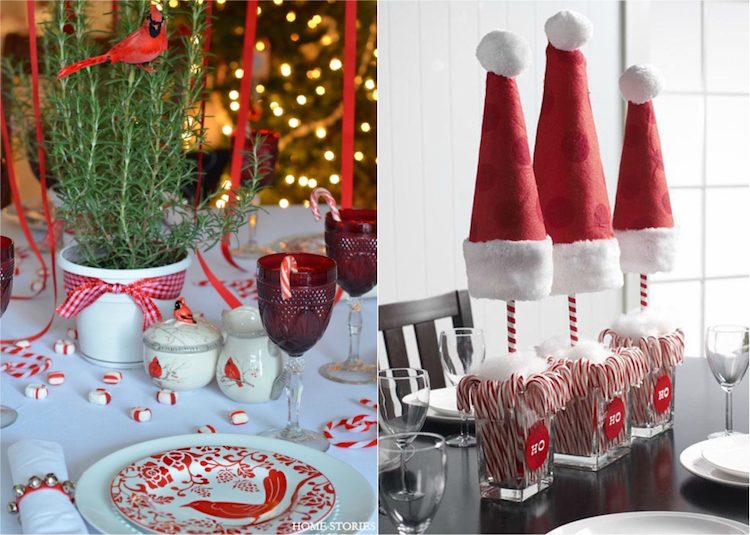 idées de décoration de table Noël avec cannes de bonbons