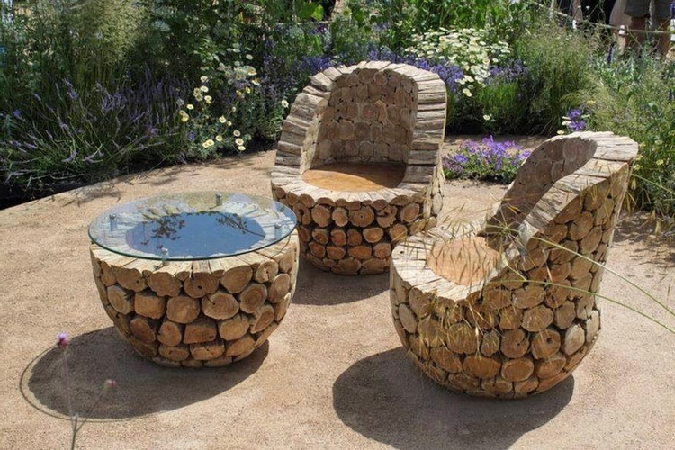 meubles extérieur en bois brut hivernage mobilier jardin