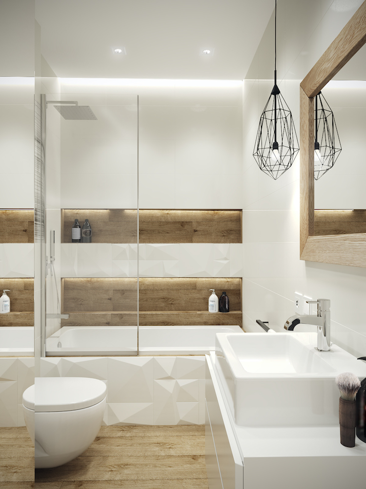 petite salle de bain moderne bois blanc