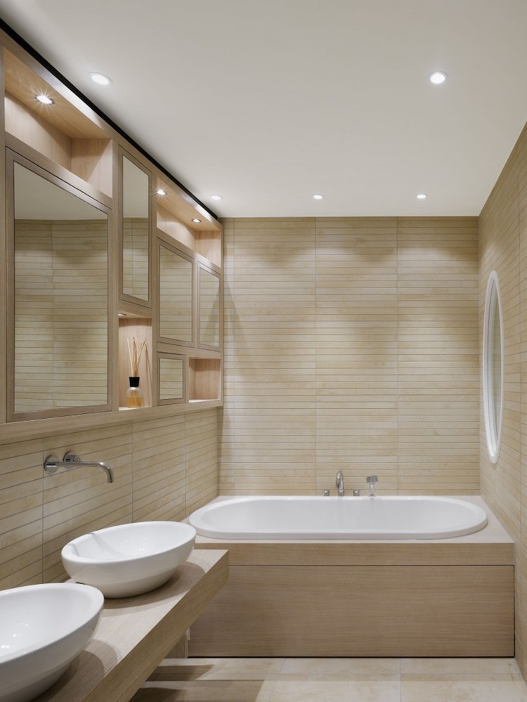 petite salle de bain moderne bois carrelage imitation bois