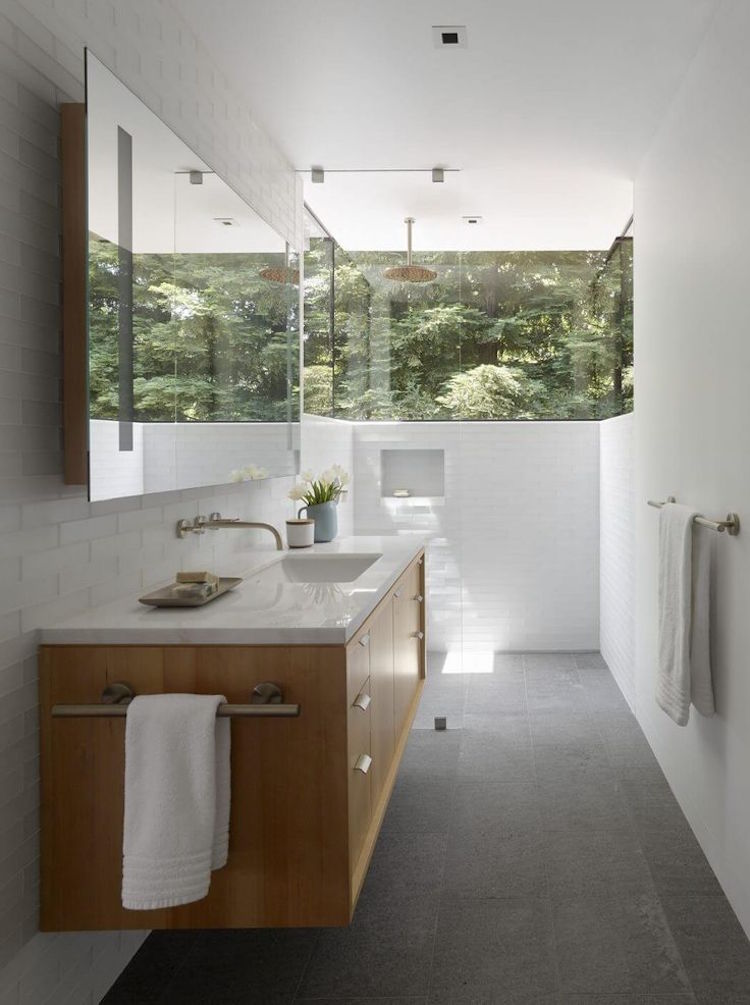petite salle de bain moderne carrelage metro blanc deco zen