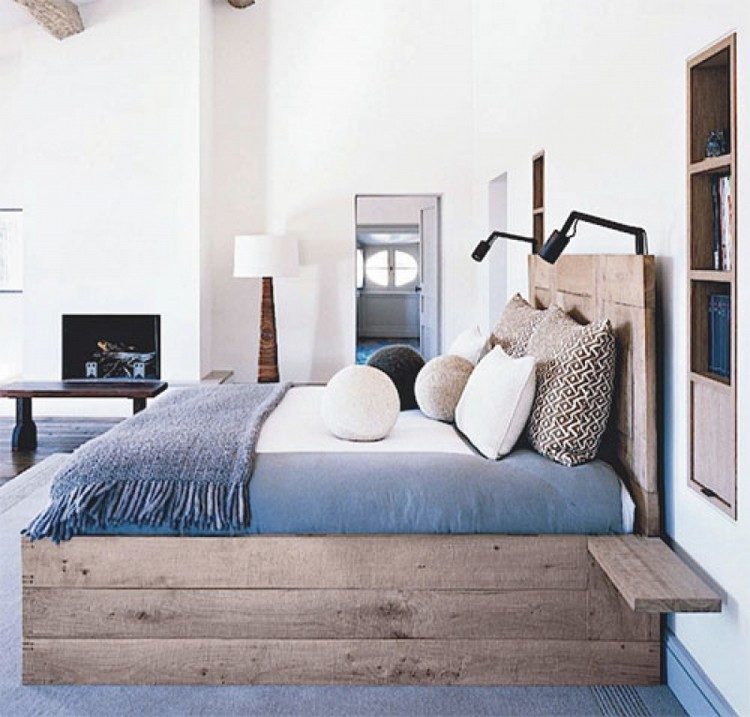 quelle couleur mur avec bois brut idée déco chambre coucher couleurs claires