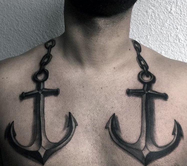 tatouage ancre marine idée originale homme épaules