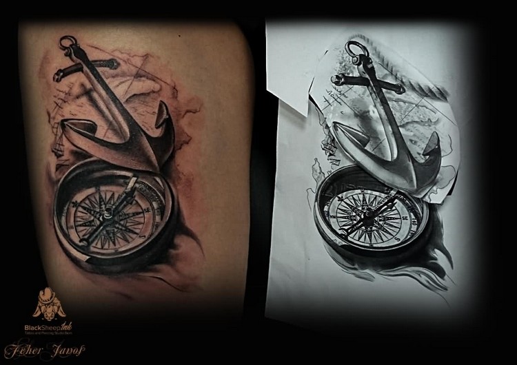 tatouage ancre marine