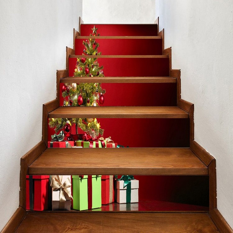 Décoration escalier Noël autocollants escaliers stickers idée déco intérieur esprit noël