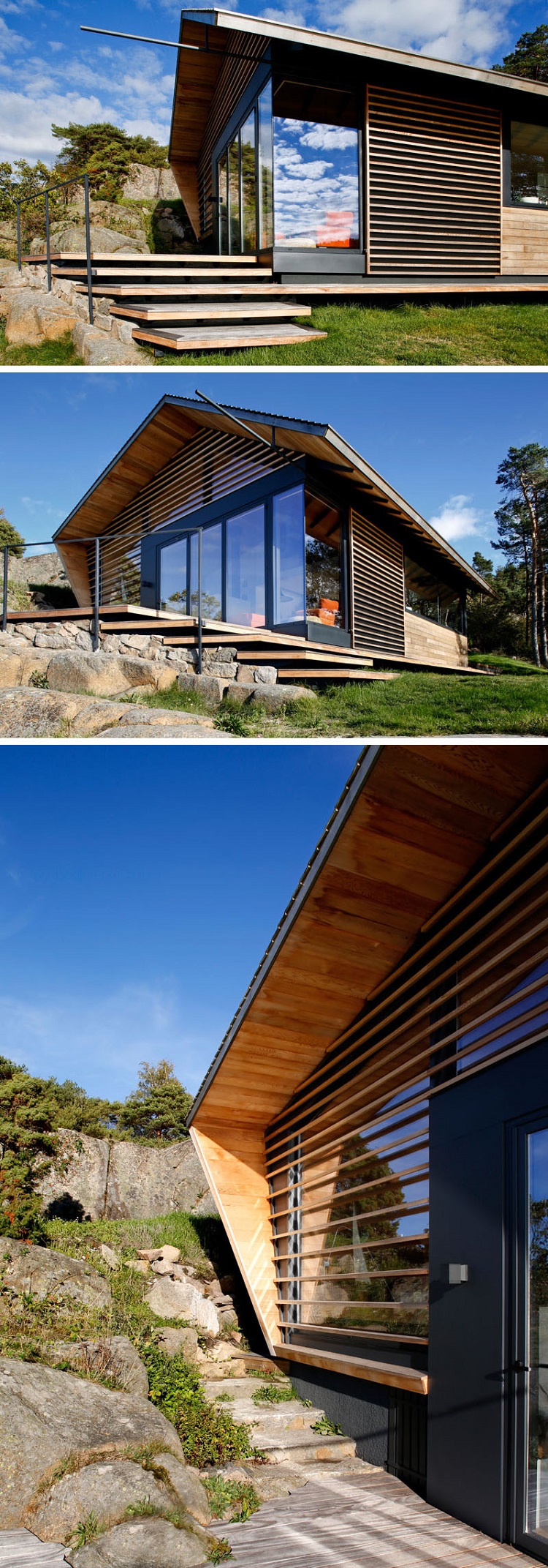 cabane architecte design bois cedre stores extérieurs revêtement façade bardage extérieur horizontal