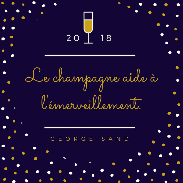 carte avec citation de Nouvel An le champagne aide