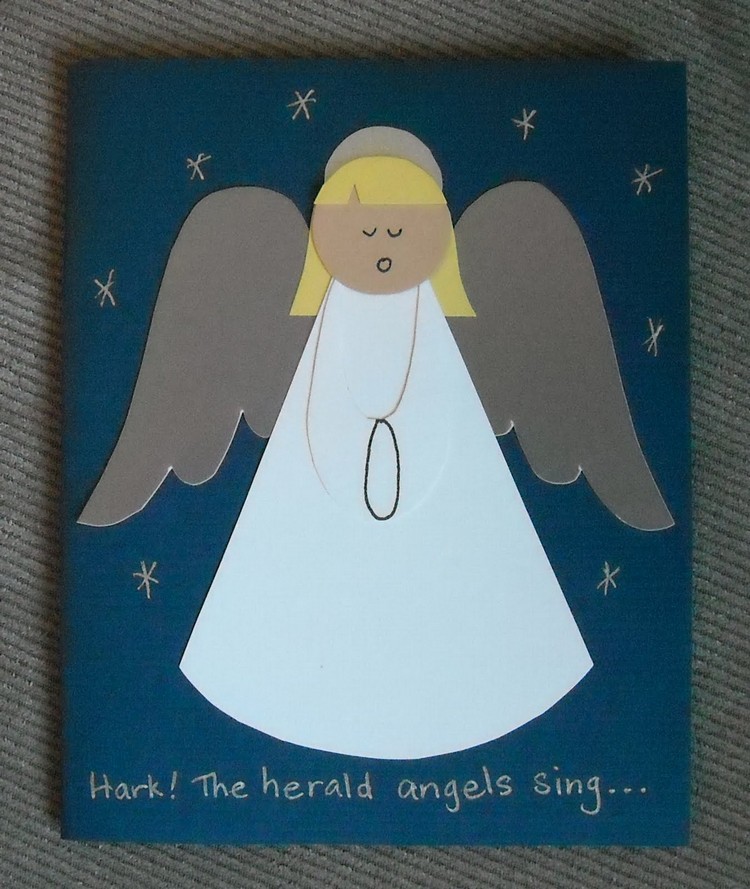 carte vœux avec un ange de Noël en papier cartonné idée DIY enfants adultes